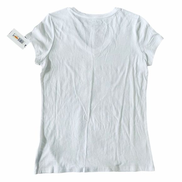 NWT Calvin Klein V Neck White Shirt Logo Tee - Picture 6 of 14
